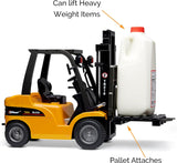 Top Race TR-216 Remote Control Forklift, 13 Inch Tall 1:10 Scale Construction Toy with 8-Channel Full Function Control, Heavy Metal Design