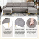 Soges Gray U-Shaped Sectional Sofa with Convertible 5-Seater Design and Ottoman, Living Room Couch Measuring 110×54