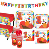 Elmo 1st Birthday Party Kit for 32 Guests with Table Decorations and Banners