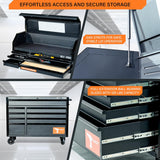 Olympia Tools Heavy-Duty 52-Inch Tool Chest and Rolling Cabinet Combo with 15 Drawers, Mechanic Organizer for Garage or Workshop, Black