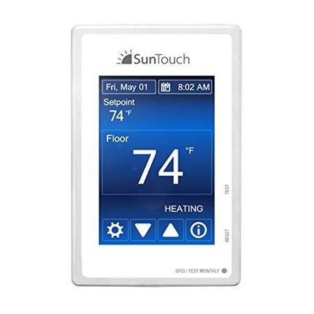 SunTouch Command Model 500850 Universal Touchscreen Programmable Thermostat for Floor Heat, Low-Profile Design with User-Friendly Controls, 12