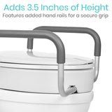 Vive Raised Toilet Seat with Handles for Seniors, Easy-Clean White Seat Riser for Elongated or Standard Bowls, Handicap and Post-Surgery Support