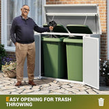 41 Cu. Ft. Weatherproof Outdoor Storage Shed with Thickened Resin Walls, Integrated Floor, Gas-Spring Lid and Lockable Doors for Lawn Mowers, Tools and Trash Cans