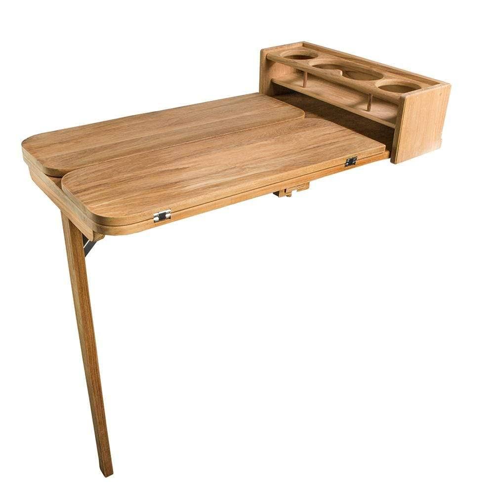 Whitecap Cockpit Table with Folding Leaves, Drinkholder Table Top and Seating for 4