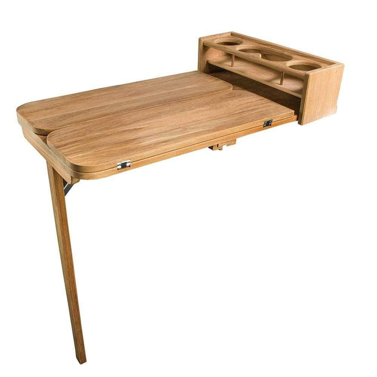 Whitecap Cockpit Table with Folding Leaves, Drinkholder Table Top and Seating for 4