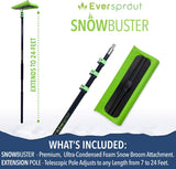 EVERSPROUT SnowBuster Extendable Roof Rake with Never-Scratch Foam Pad, 7-to-24 Foot Length and Up to 30 Ft Standing Reach