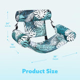 Sloosh Inflatable Pool Lounge Chair with Plant Pattern, Floating Hammock Mat for Adults, Water Raft for Pool, Beach and Summer Parties