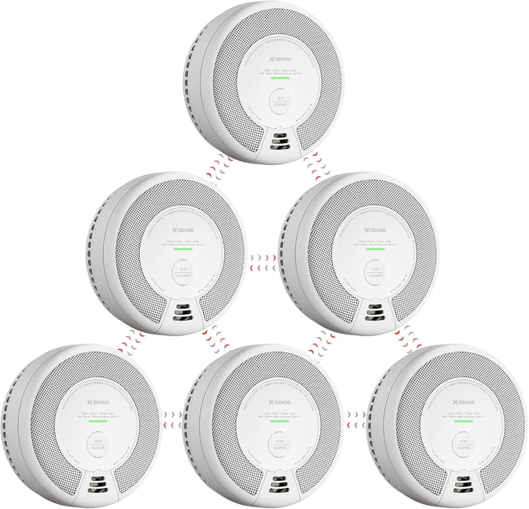 X-Sense SC06-W Wireless Interconnected Combination Smoke and Carbon Monoxide Detector, 10-Year Battery-Powered Fire and CO Alarm, 6-Pack