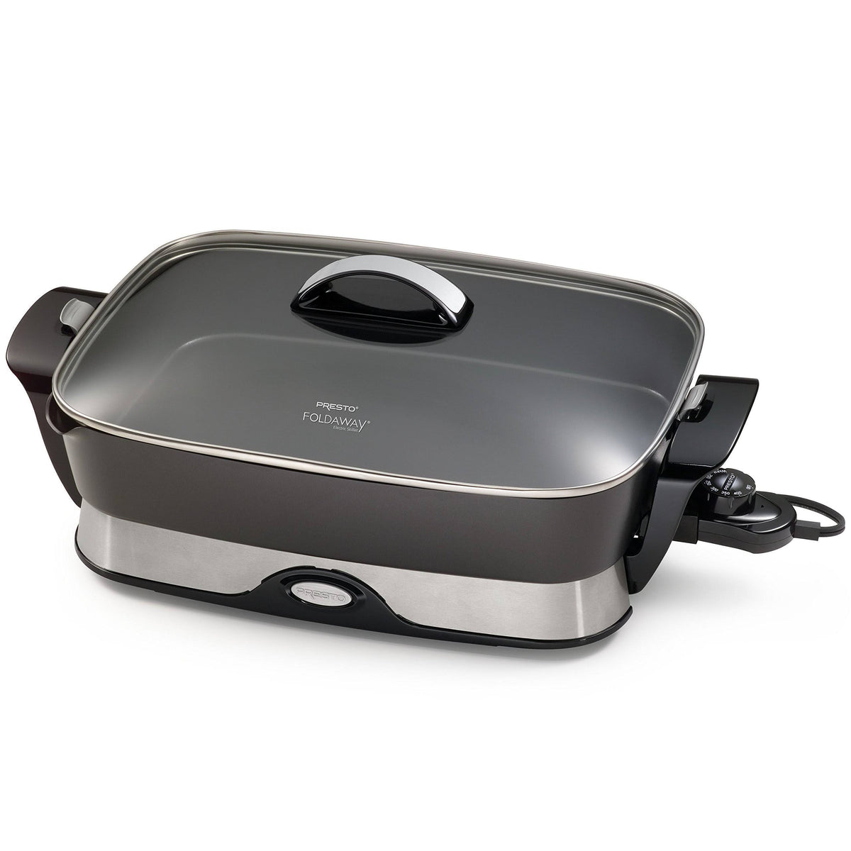 Presto 06857 16-Inch Electric Skillet with Foldaway Design, Black Nonstick Cooking Surface