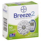 Bayer Breeze 2 Test Strips for Blood Glucose Monitoring, 50 Strips