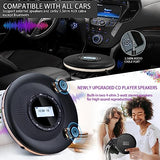 Portable Bluetooth CD Player with Dual Speakers, Rechargeable Battery, LCD Display, Anti-Skip Protection, Headphone and AUX Cable for Car or Home