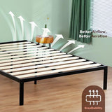 PrimaSleep Full-Size 18-Inch Heavy-Duty Steel Slat Bed Frame in Black with Anti-Slip Support, No-Noise Construction, Easy Assembly, and No Box Spring Required