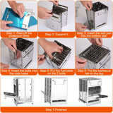 iMounTEK Folding Stainless Steel Wood-Burning Camp Stove with Carry Bag, Portable Mini BBQ and Heating Stove for Backpacking, Hiking, Survival and Outdoor Tents
