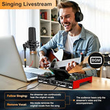Podcast Microphone and Audio Mixer Bundle with 3.5mm Condenser Mic, Live Sound Card, Voice Changer and Denoise, Equipment for PC and Phone Streaming, Singing and Gaming