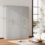 Cozy Castle 71′′ Tall Pantry Cabinet with Four Doors and Adjustable Shelves, Freestanding Wood Storage Cupboard for Kitchen, Dining Room, Living Room or Bathroom, Gray