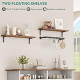 YITAHOME 47-Inch Farmhouse Buffet Cabinet with Power Outlet and Floating Shelves, Multi-Functional Kitchen and Living Room Storage Sideboard, Rustic Brown