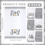 Geyoga 6-Piece Christmas Kitchen Towel Set with Buffalo Plaid and Tree Designs, Soft Absorbent Dish, Tea and Hand Towels for Holiday Gifts, 16 x 24 Inches, Gray and White