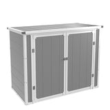 41 Cu. Ft. Weatherproof Outdoor Storage Shed with Thickened Resin Walls, Integrated Floor, Gas-Spring Lid and Lockable Doors for Lawn Mowers, Tools and Trash Cans