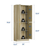 Cozy Castle 71′′ Tall Pantry Cabinet with Four Doors and Adjustable Shelves, Freestanding Wood Storage Cupboard for Kitchen, Dining Room, Living Room or Bathroom, Gray