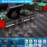 Podcast Microphone and Audio Mixer Bundle with 3.5mm Condenser Mic, Live Sound Card, Voice Changer and Denoise, Equipment for PC and Phone Streaming, Singing and Gaming