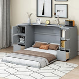 Twin Wall Bed with Wood Cabinet Frame, Charging Station, Outlet, USB Ports and Storage Drawers, Space-Saving Murphy Bed for Home Office or Studio, White