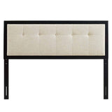 Modway Draper Tufted Queen Headboard with Fabric Upholstery and Wood Frame, Walnut Charcoal
