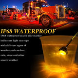 20-Piece Amber Round LED Side Marker and Clearance Light Set, 3/4 12V Waterproof Lamps for Boats, Trucks, Trailers, Campers and Buses