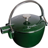 Staub 1-Quart Round Cast Iron Tea Kettle, Basil Green, Made in France