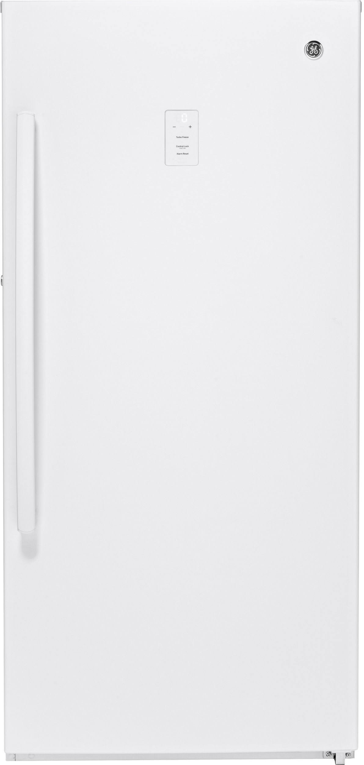 GE FUF14SMRWW Frost-Free Upright Freezer with 14.1 Cu. Ft. of Storage