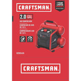 Craftsman 2-Gallon Twin-Stack Portable Air Compressor, 125 PSI, 0.3 HP