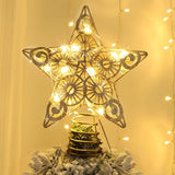 Juegoal 6.5-Inch Golden Metal Star Christmas Tree Topper with 20 LED Lights, Battery-Powered Illuminated Ornament for Holiday Decor