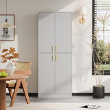 Cozy Castle 71′′ Tall Pantry Cabinet with Four Doors and Adjustable Shelves, Freestanding Wood Storage Cupboard for Kitchen, Dining Room, Living Room or Bathroom, Gray