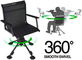 TIDEWE Folding Hunting Chair with Seat Cover, 360-Degree Silent Swivel, Adjustable Four-Leg Height, Armrests and Portable Ground Blind Design