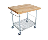 2-Tier Gourmet Kitchen Cart with 26 Deep x 40 Wide Maple Butcher Block Top