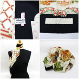 Pre-Owned Salvatore Ferragamo Womens Silk Scarf Muffler, Black and Ivory Tori Design, Good Condition