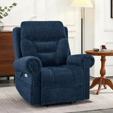 MCombo 7888 Triple-Motor Power Lift Recliner for Seniors, Fabric Chair with Massage, Lumbar and Seat Heating, Adjustable Headrest and Rolled Arms, Coffee, Medium