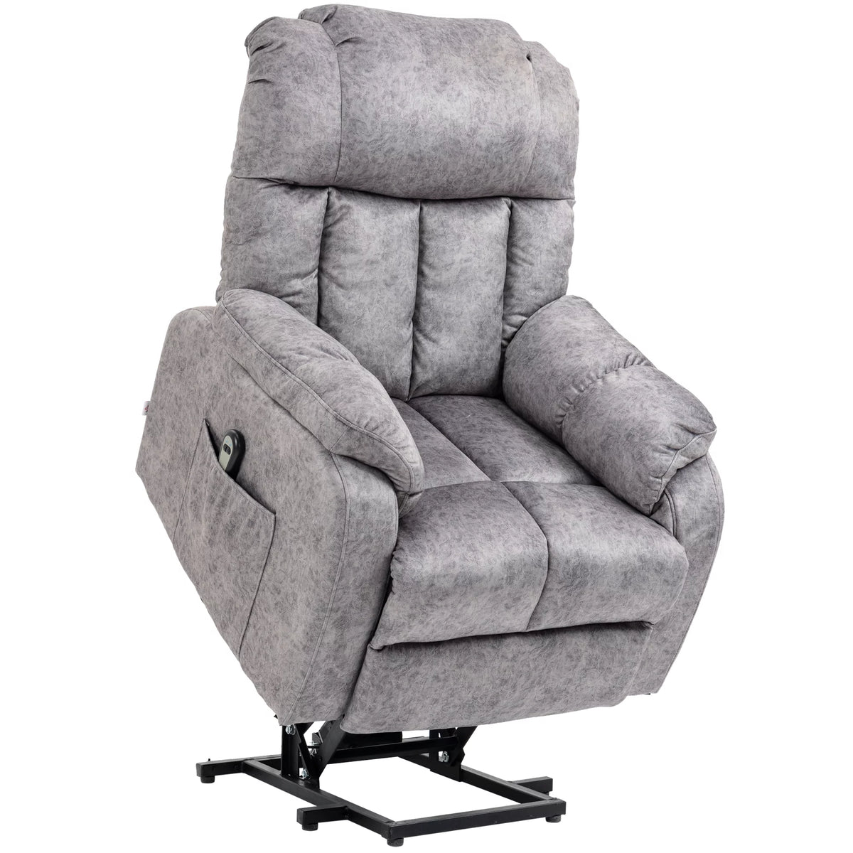HOMCOM Electric Power Lift Recliner for Elderly with Remote Control and Side Pocket, Compact Grey Living Room Chair