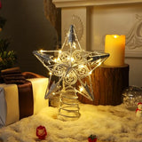Juegoal 6.5-Inch Golden Metal Star Christmas Tree Topper with 20 LED Lights, Battery-Powered Illuminated Ornament for Holiday Decor