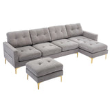 Soges Gray U-Shaped Sectional Sofa with Convertible 5-Seater Design and Ottoman, Living Room Couch Measuring 110×54