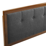Modway Draper Tufted Queen Headboard with Fabric Upholstery and Wood Frame, Walnut Charcoal