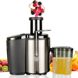 800W Electric Juicer with 3 Speeds, Whole Fruit & Vegetable Extractor in Stainless Steel