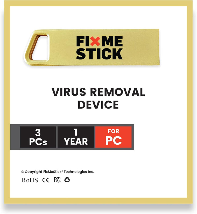 FixMeStick Gold Virus Removal Tool for Windows PCs, Unlimited 1-Year Use on Up to 3 Laptops or Desktops, Compatible with Your Antivirus