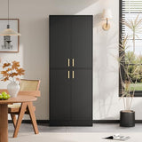 Cozy Castle 71′′ Tall Pantry Cabinet with Four Doors and Adjustable Shelves, Freestanding Wood Storage Cupboard for Kitchen, Dining Room, Living Room or Bathroom, Gray