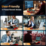 Podcast Microphone and Audio Mixer Bundle with 3.5mm Condenser Mic, Live Sound Card, Voice Changer and Denoise, Equipment for PC and Phone Streaming, Singing and Gaming