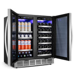 Tittla 30-Inch Dual-Zone Wine and Beverage Refrigerator for 33 Bottles and 80 Cans, Under-Counter or Freestanding Wine Cooler