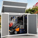 DWVO 5 x 3ft Gray Resin Outdoor Storage Shed with Floor, Window, Waterproof Construction, and Lockable Door for Garden, Yard, or Patio