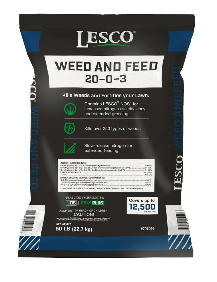 Lesco Weed & Feed Fertilizer, 20-0-3 Formula for 14700-sq ft, 50-lb Bag, 2759164