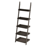 5-Tier Leaning Ladder Bookshelf by Lavish Home, Slate Gray Display Shelves for Living Room, Bathroom, or Kitchen