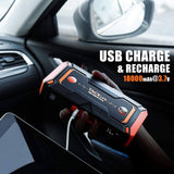 Tacklife T8 Pro Car Jump Starter with 1200A Peak Power, 18000mAh Battery, LCD Screen and Water-Resistant Housing, Orange