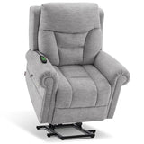 MCombo 7888 Triple-Motor Power Lift Recliner for Seniors, Fabric Chair with Massage, Lumbar and Seat Heating, Adjustable Headrest and Rolled Arms, Coffee, Medium
